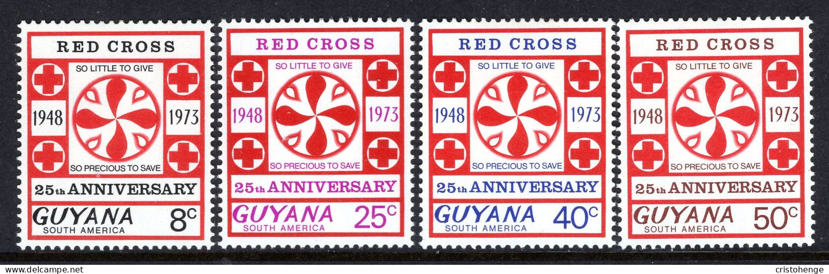 Guyana 1973 25th Anniversary Of Guyana Red Cross Set HM (SG 589-592) - Guyana (1966-...)