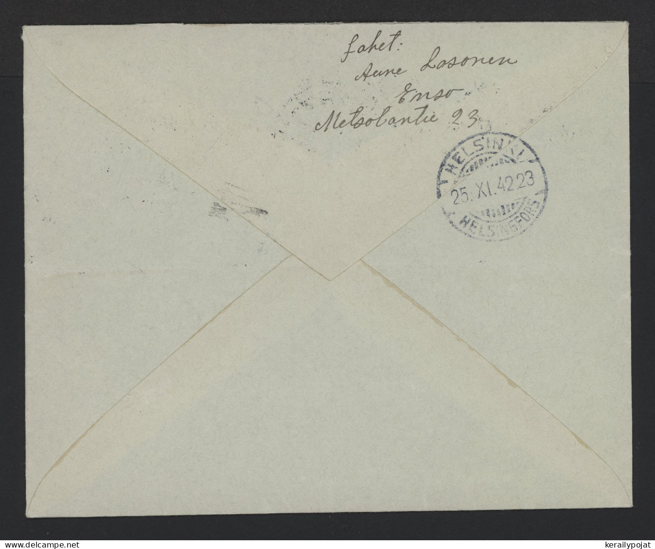 Finland 1942 Enso Registered Cover__(10414) - Briefe U. Dokumente