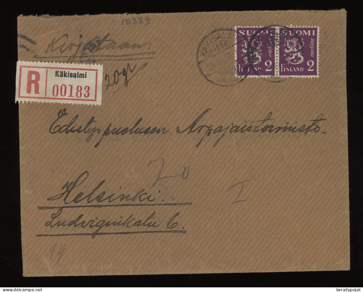 Finland 1936 Käkisalmi Registered Cover__(10383) - Storia Postale