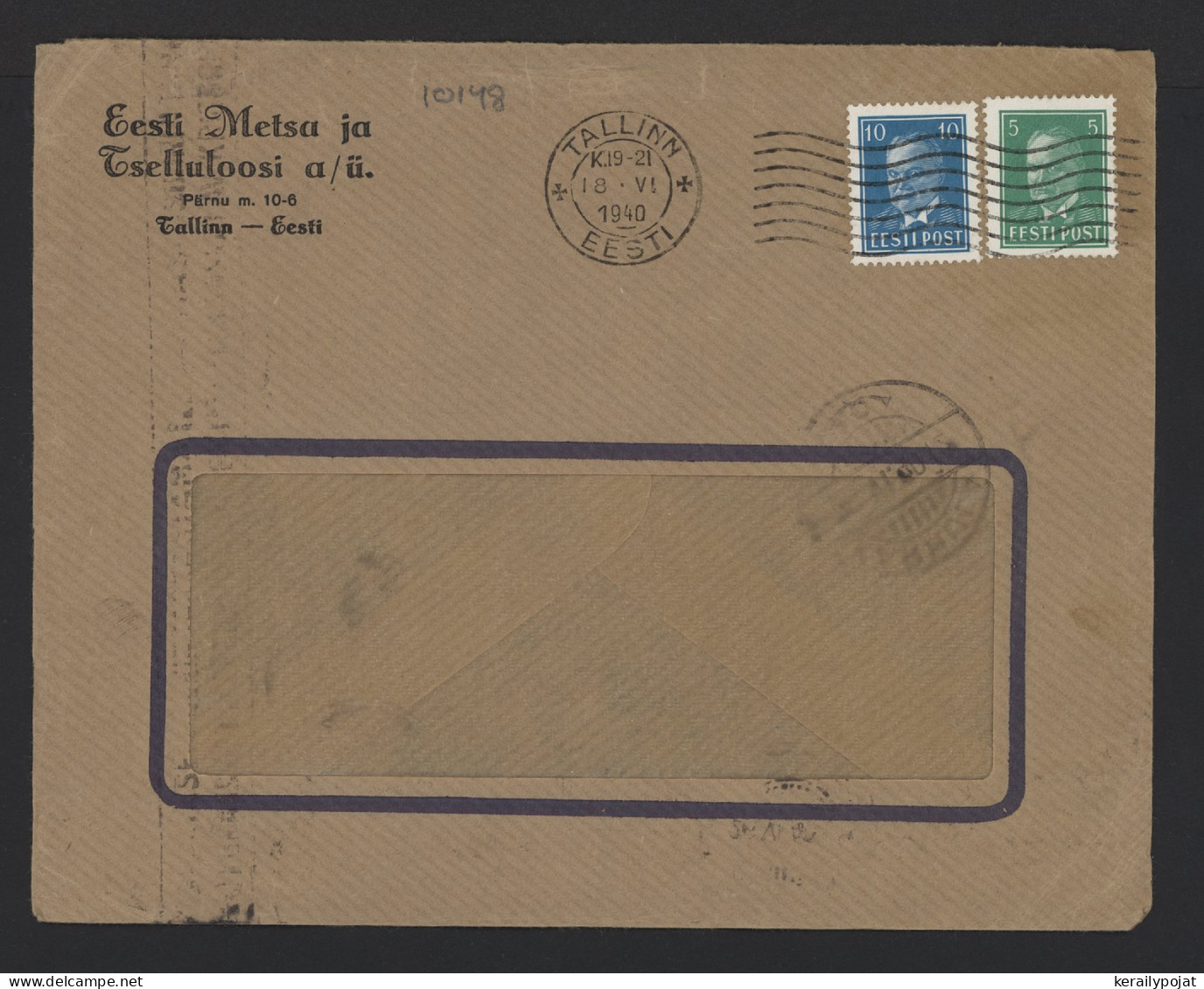 Estonia 1940 Tallinn Business Cover To Finland__(10148) - Estonie