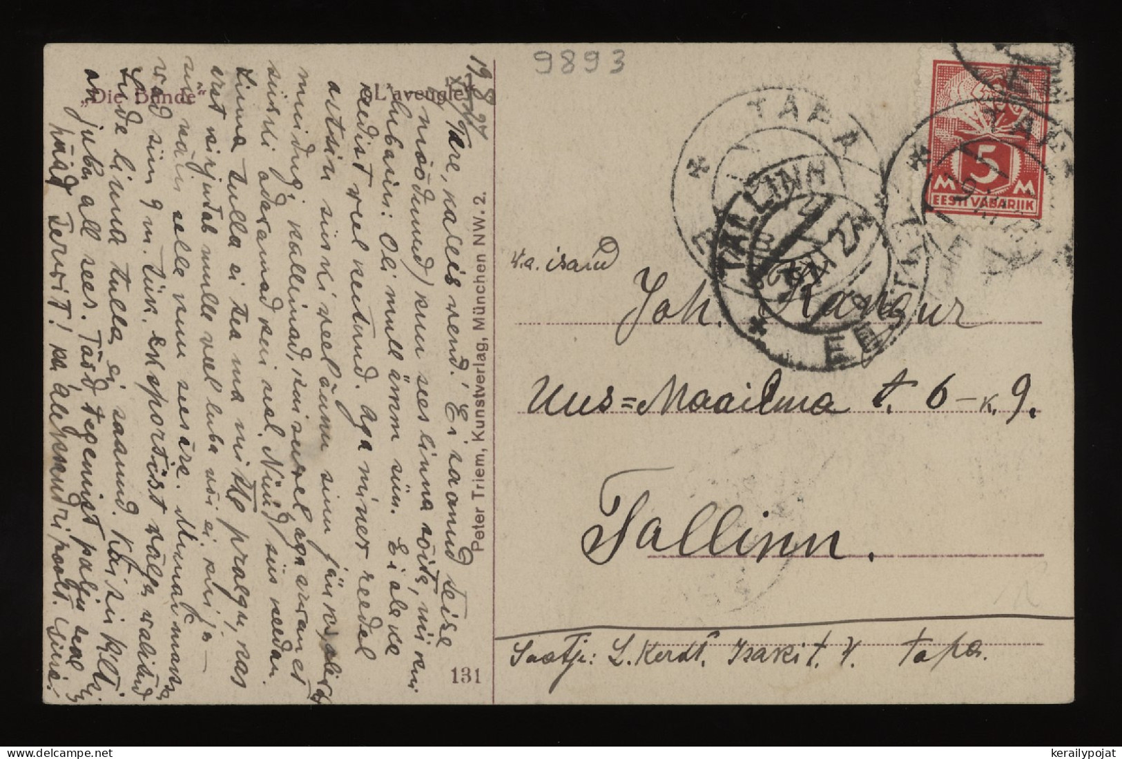 Estonia 1927 Tapa Postcard To Tallinn__(9893) - Estonie