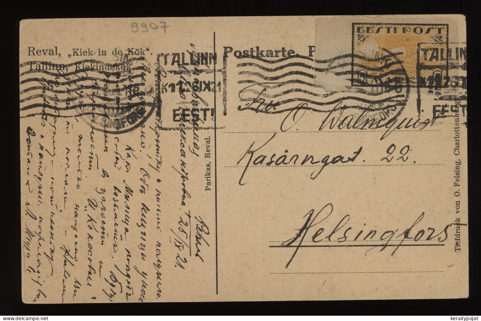 Estonia 1921 Tallinn Postcard To Finland__(9907) - Estonie