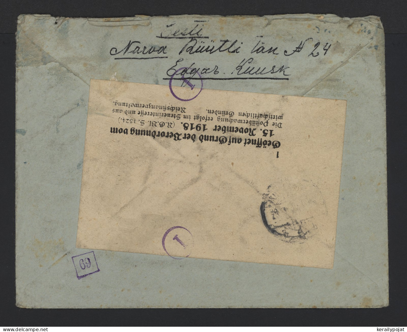 Estonia 1922 Narva Censored Cover__(10074) - Estonia