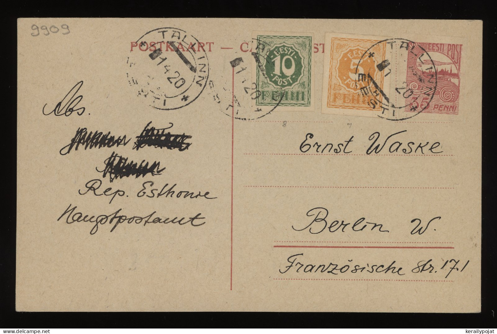 Estonia 1920 Tallinn Postcard To Berlin__(9909) - Estonia