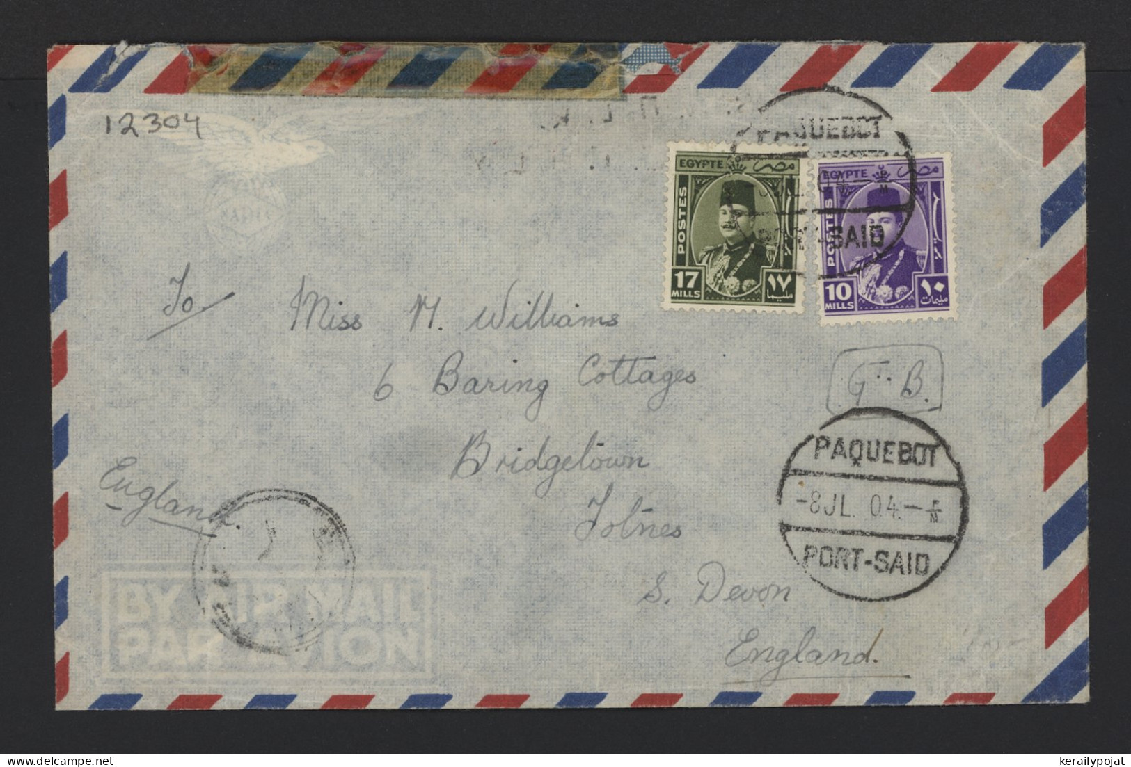 Egypt 1940's Paquebot Cover To UK__(12304) - Storia Postale