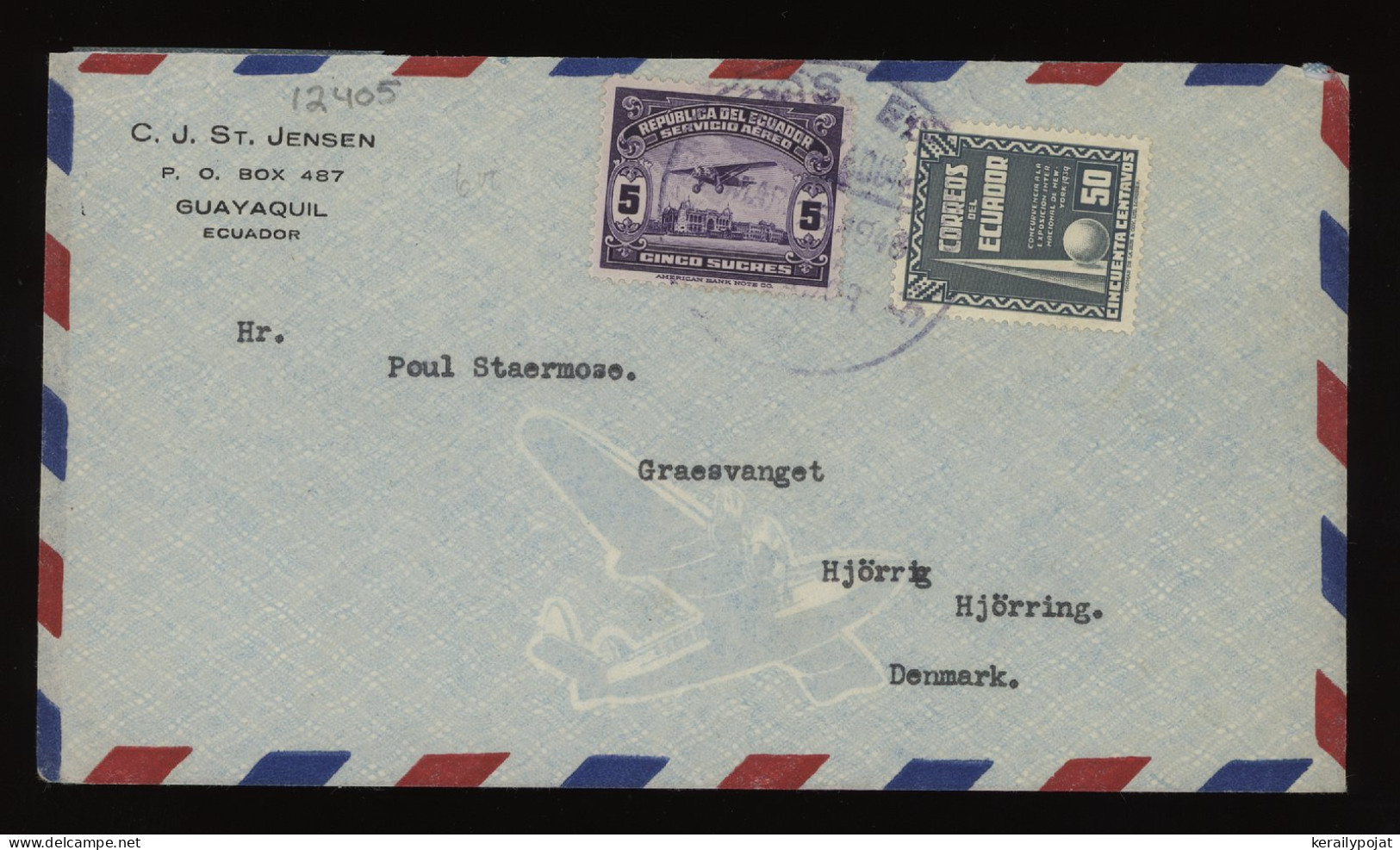 Ecuador 1940's Air Mail Cover To Denmark__(12405) - Ecuador