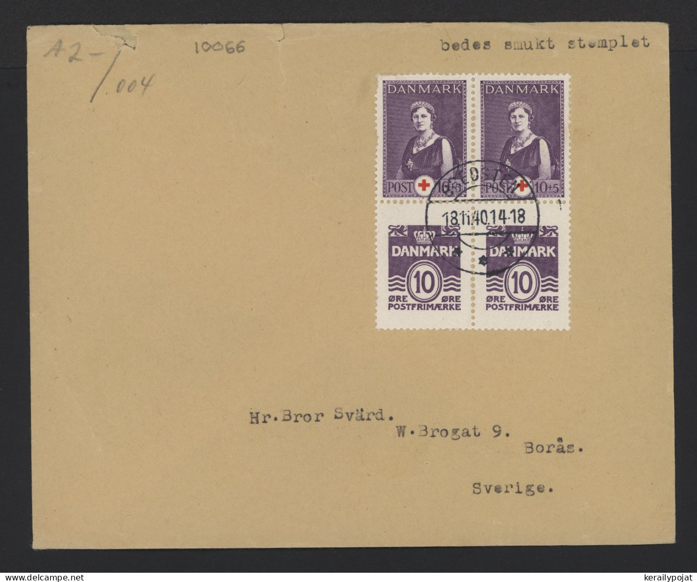 Denmark 1940 Bredsten Censored Cover To Sweden__(10066) - Storia Postale