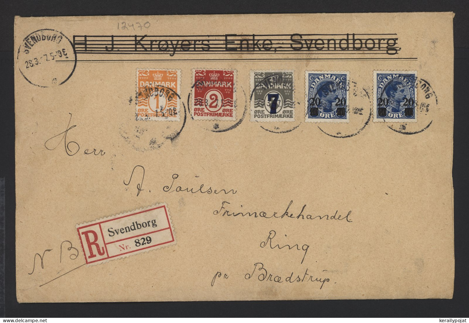 Denmark 1927 Svendborg Registered Cover__(12470) - Briefe U. Dokumente