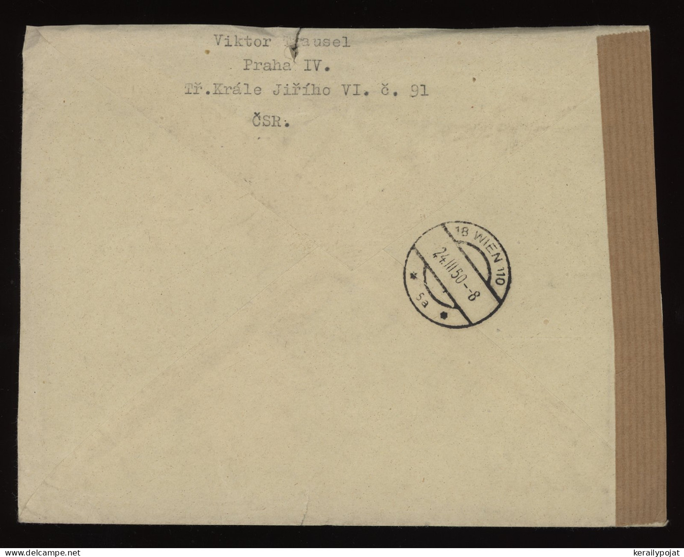 Czechoslovakia 1950 Praha Censored Air Mail Cover To Austria__(11887) - Posta Aerea