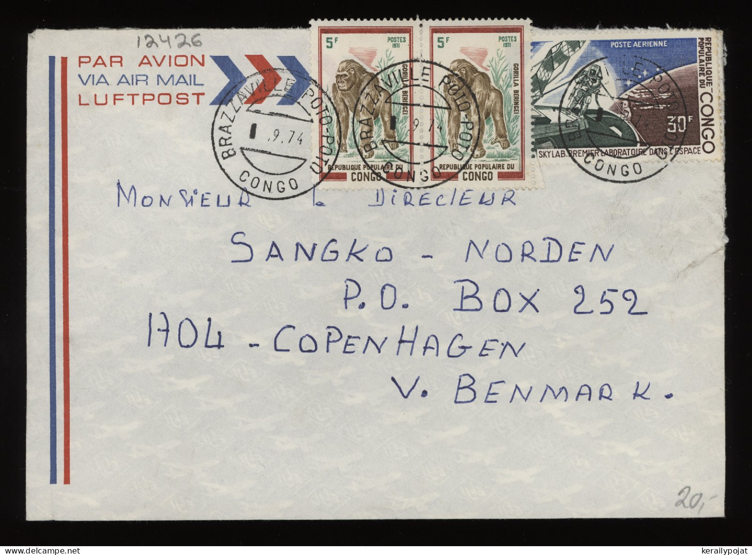 Congo (Brazzaville) 1974 Air Mail Cover To To Denmark__(12426) - Otros & Sin Clasificación