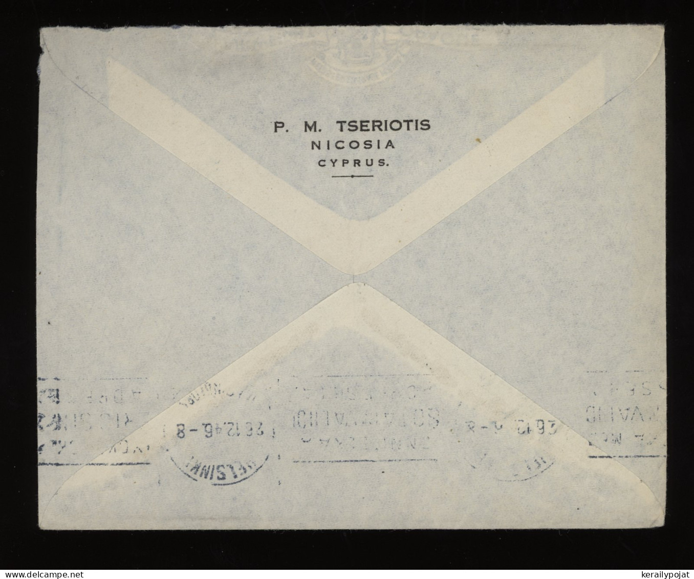 Cyprus 1946 Nicosia Air Mail Cover To Finland__(10446) - Covers & Documents