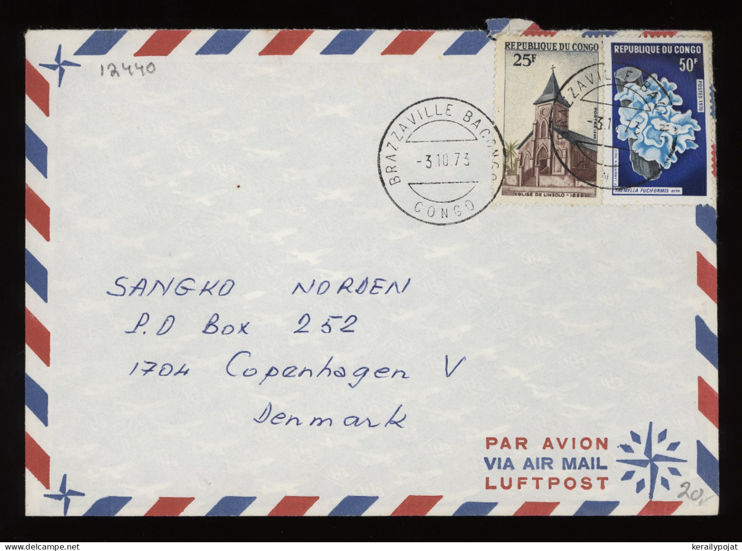 Congo (Brazzaville) 1973 Brazzaville Air Mail Cover To Denmark__(12440) - Otros & Sin Clasificación