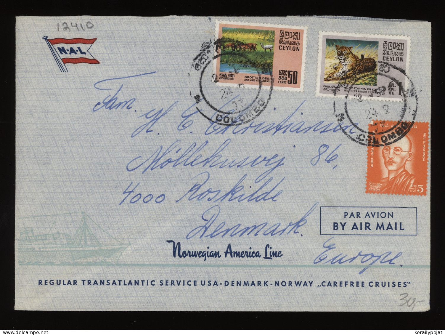 Ceylon 1977 Colombo Air Mail Cover To Denmark__(12410) - Sri Lanka (Ceylon) (1948-...)