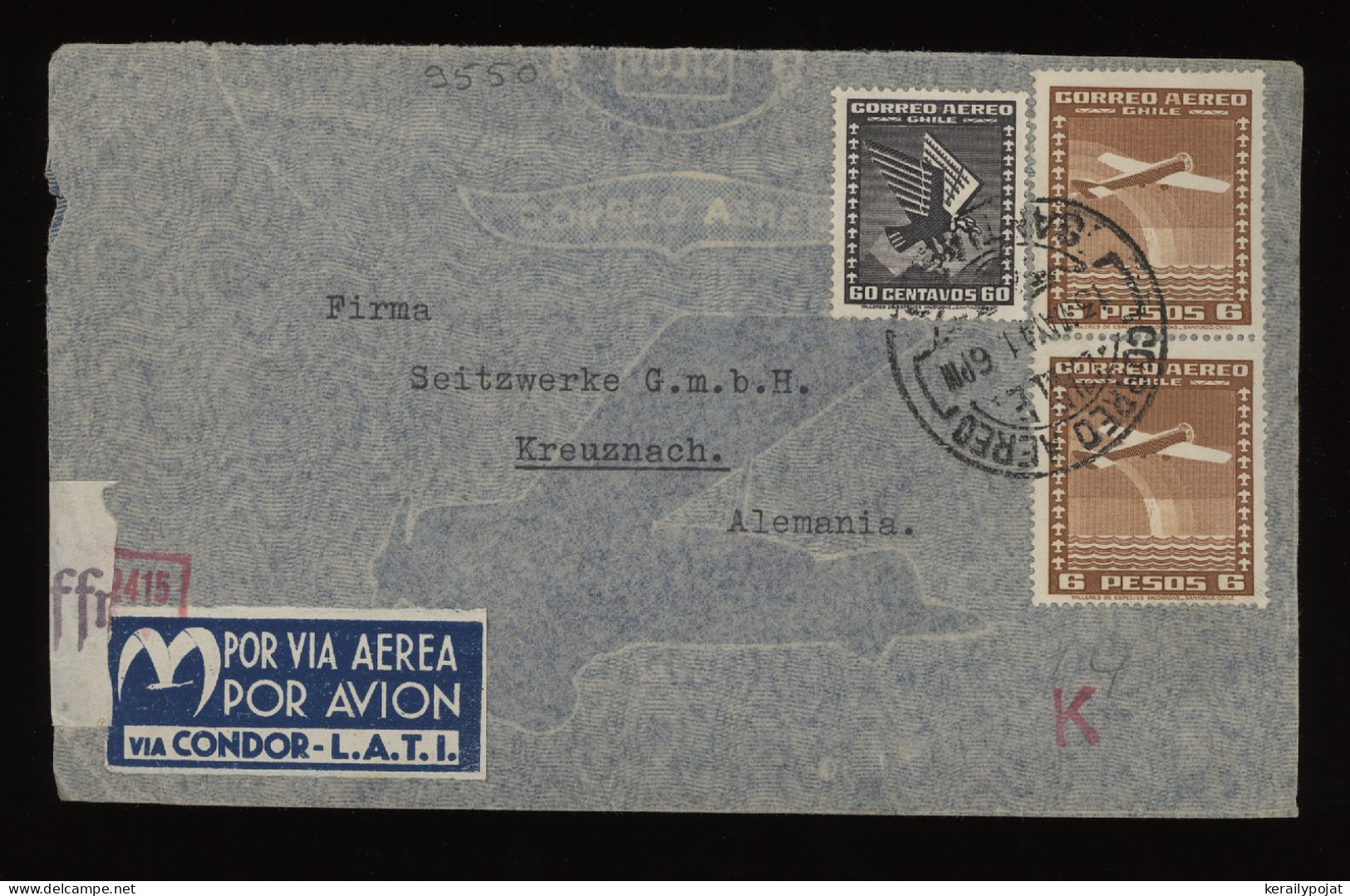 Chile 1941 Censored Air Mail Cover To Germany__(9550) - Chili