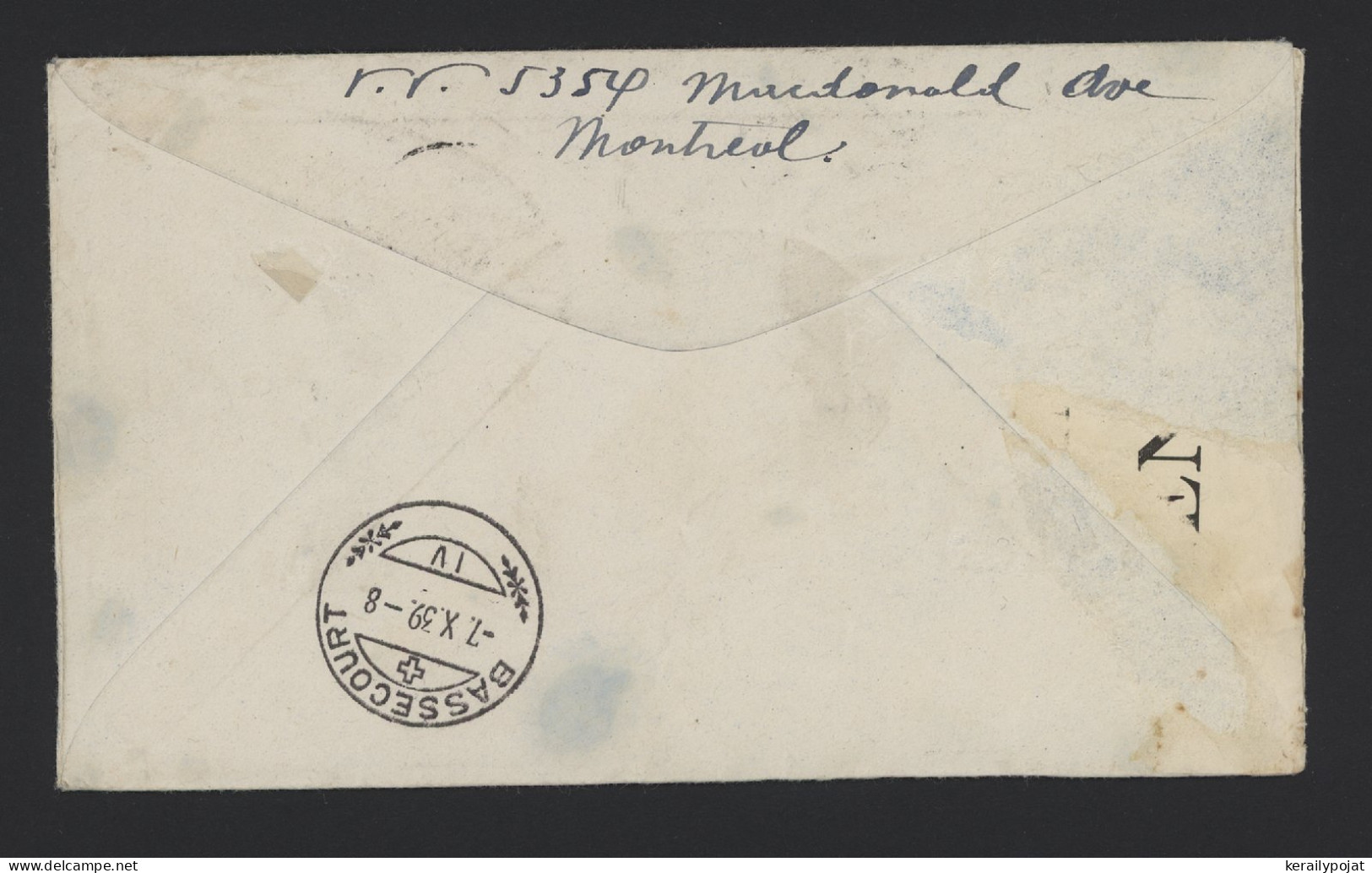 Canada 1939 Montreal Air Mail Cover To Switzerland__(12345) - Luchtpost