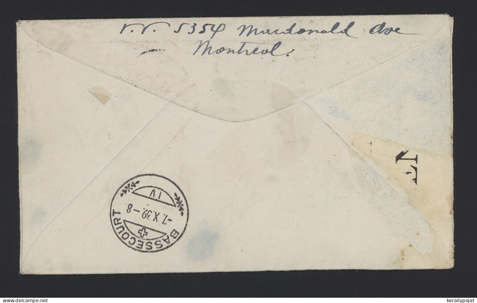 Canada 1939 Montreal Air Mail Cover To Switzerland__(12345) - Luftpost