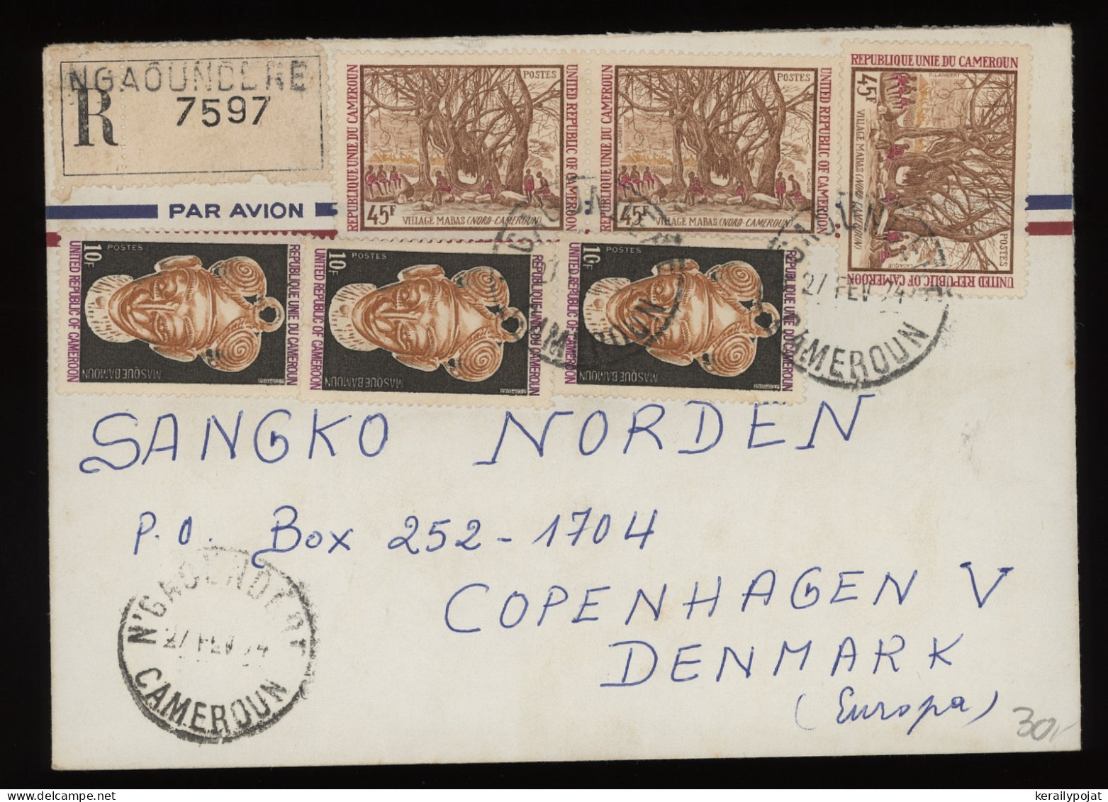 Cameroon 1974 Ngaoundere Registered Cover To Denmark__(12434) - Kamerun (1960-...)