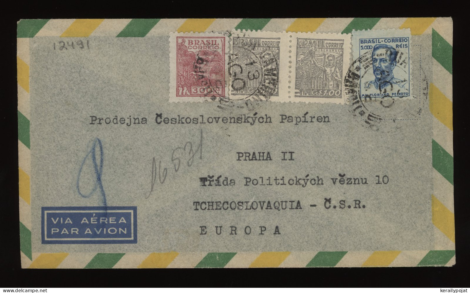 Brazil 1948 Air Mail Cover To Czechoslovakia__(12491) - Airmail