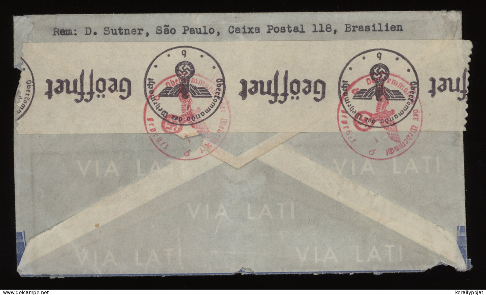 Brazil 1940's Censored Air Mail Cover To Germany__(9630) - Luftpost