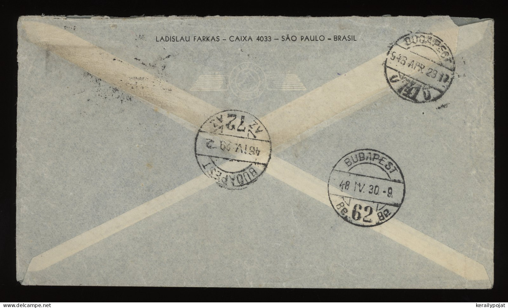 Brazil 1930 Air Mail Cover To Hungary__(12490) - Aéreo