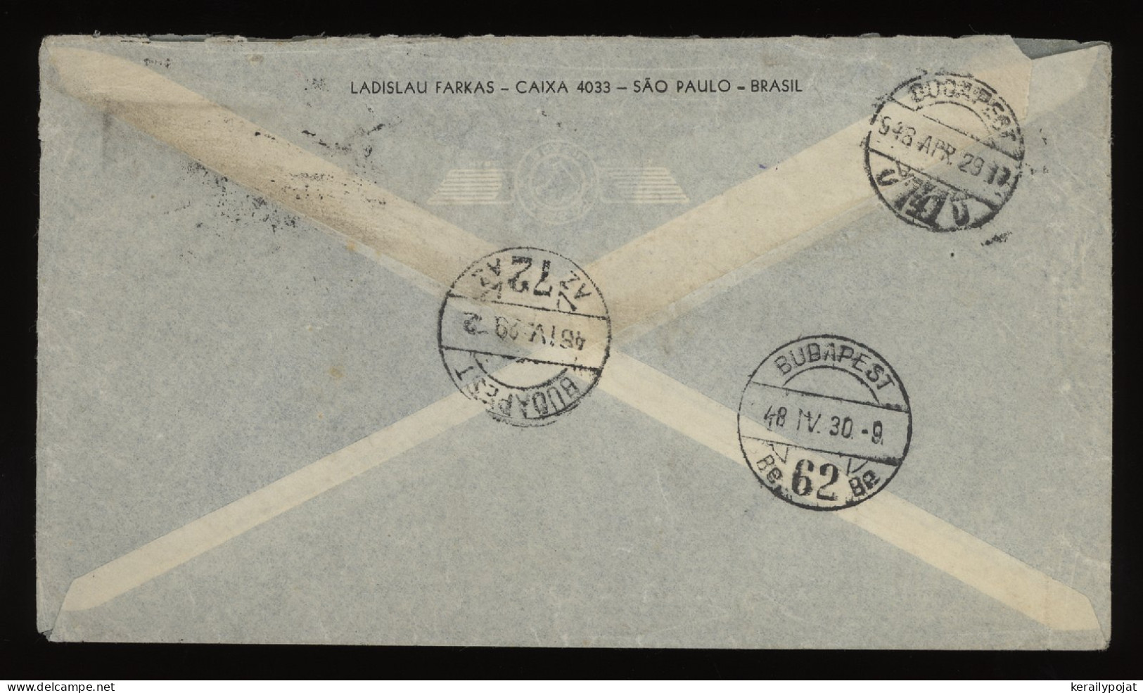Brazil 1930 Air Mail Cover To Hungary__(12490) - Poste Aérienne