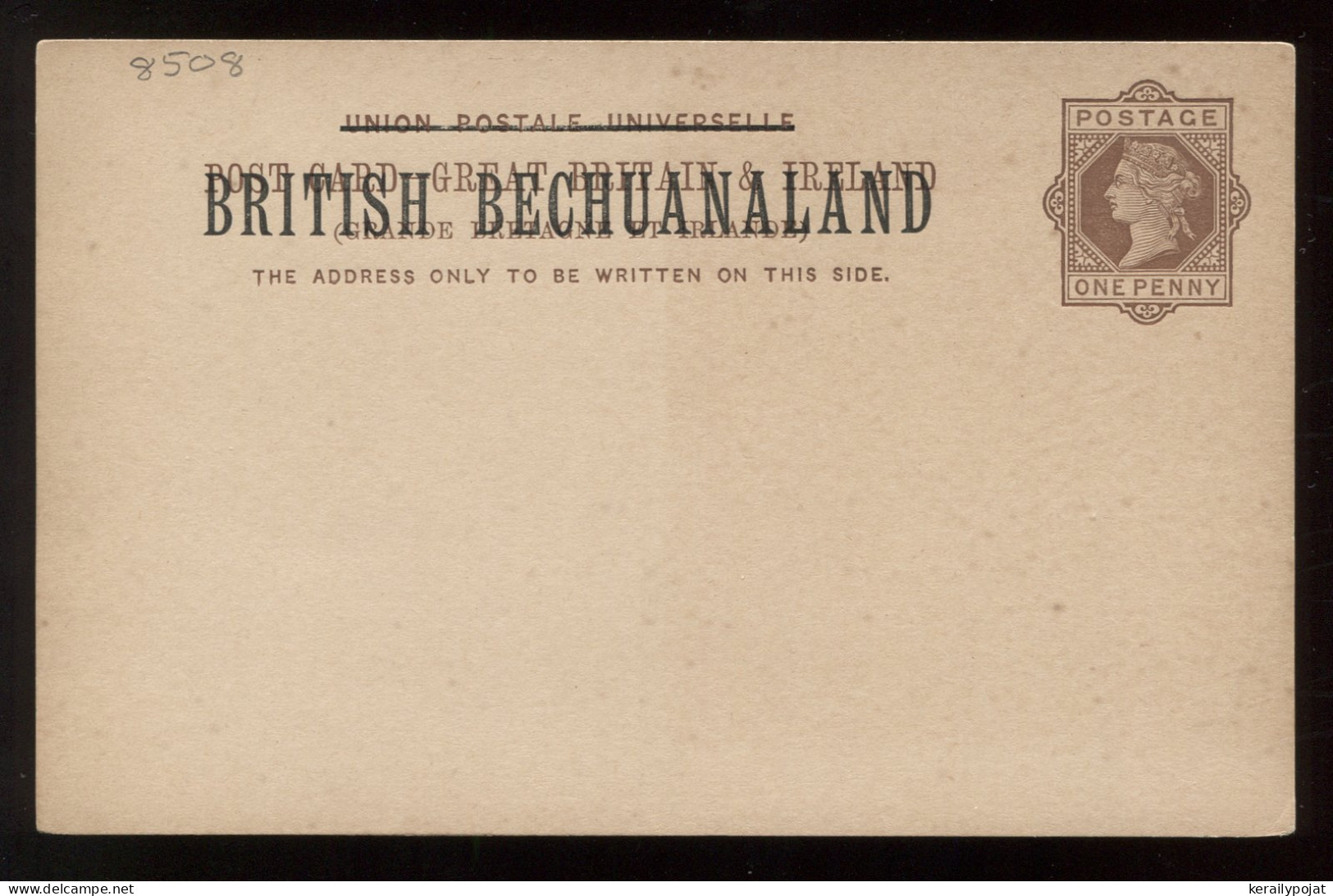 Bechuanaland One Penny Brown Unused Stationery Card__(8508) - 1885-1964 Bechuanaland Protectorate