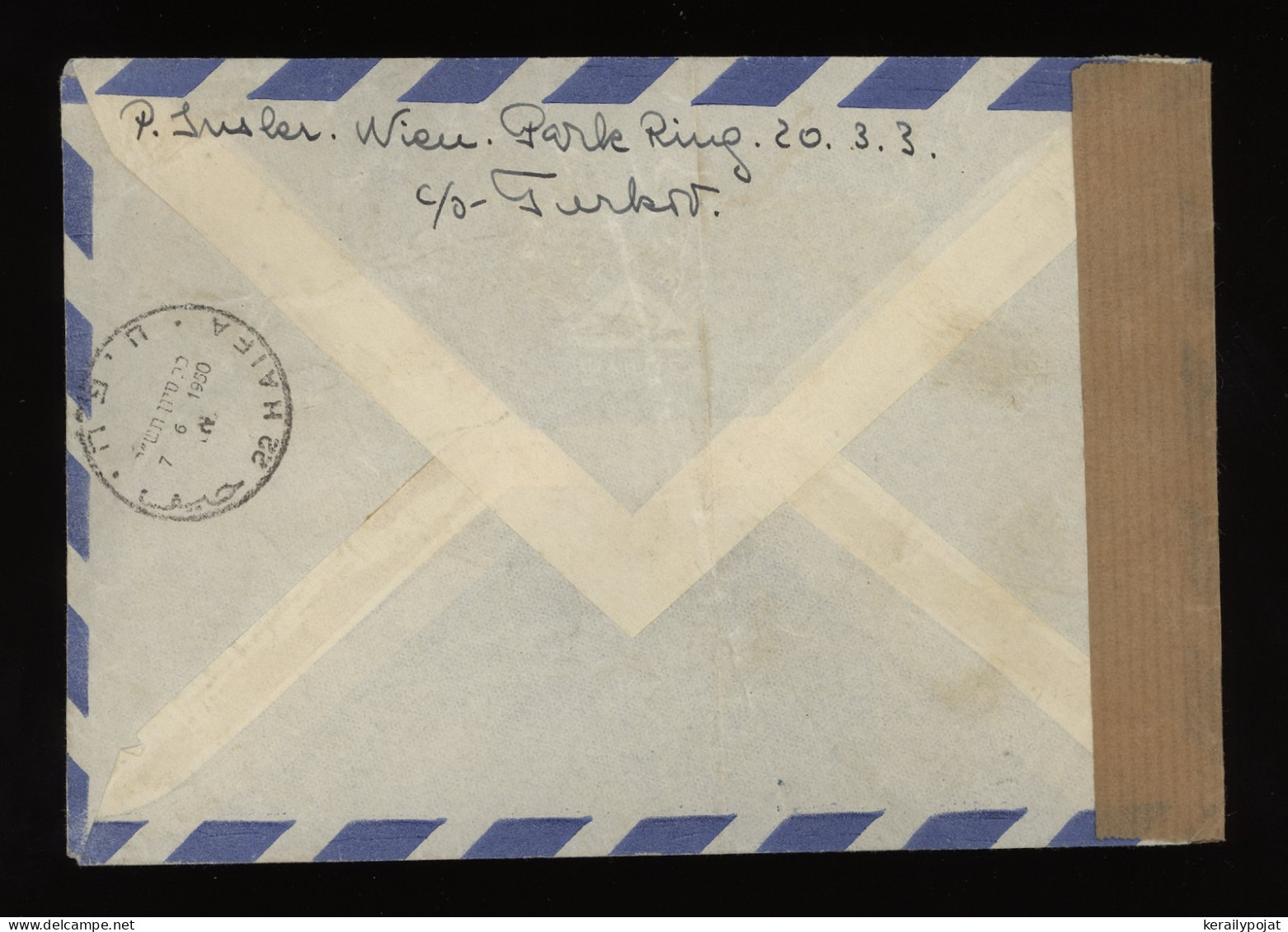 Austria 1950 Wien Censored Air Mail Cover To Israel__(10164) - Cartas & Documentos