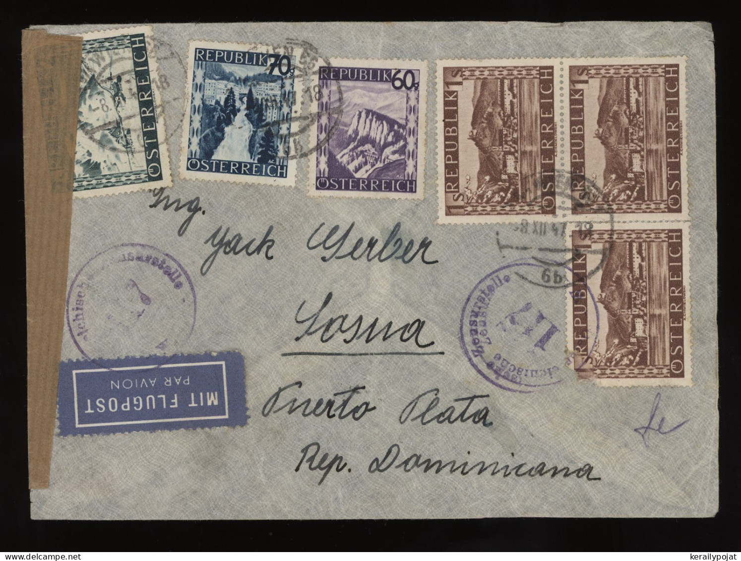 Austria 1947 Wien Censored Air Mail Cover To Dominican__(9782) - Lettres & Documents