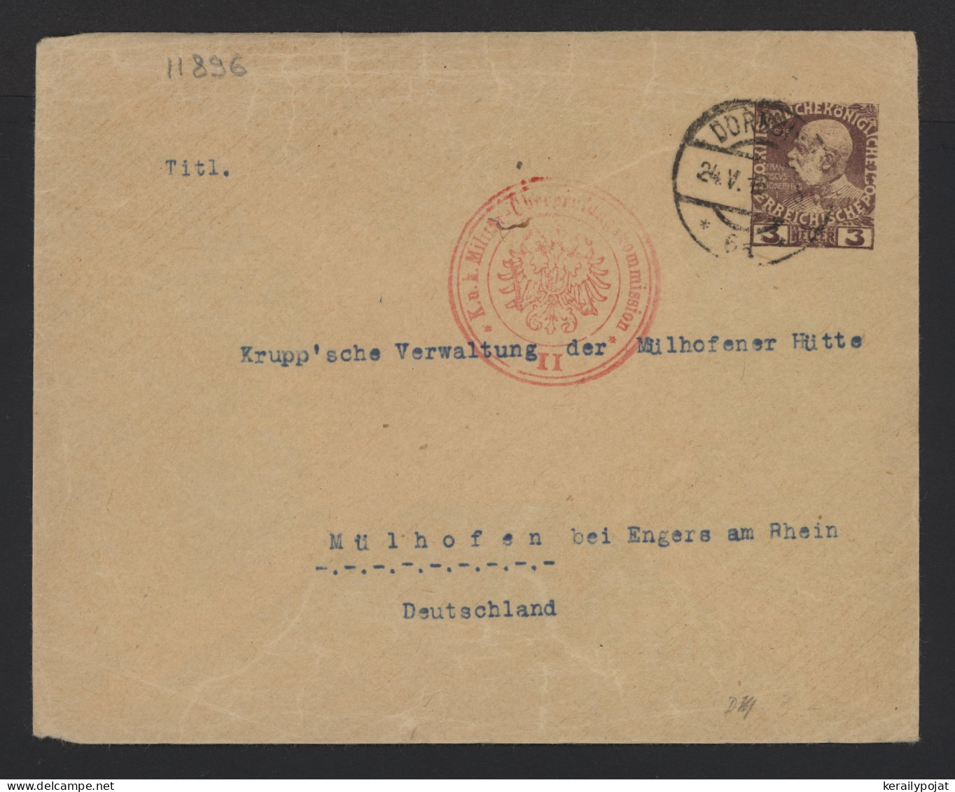 Austria 1916 Dornbirn Stationery Envelope To Germany__(11896) - Briefe