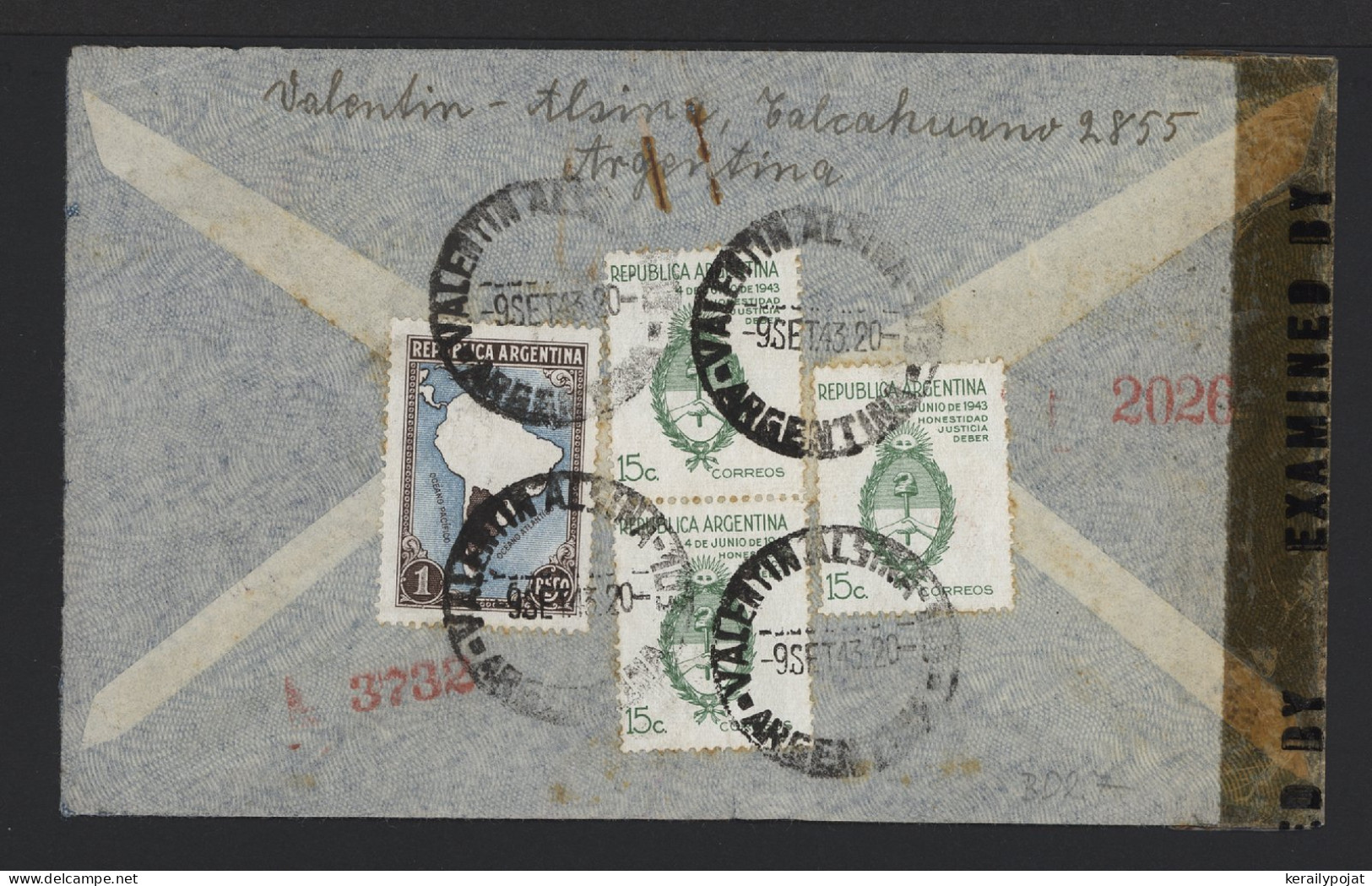 Argentina 1943 Valentín Alsina Censored Air Mail Cover To Germany__(9554) - Luchtpost