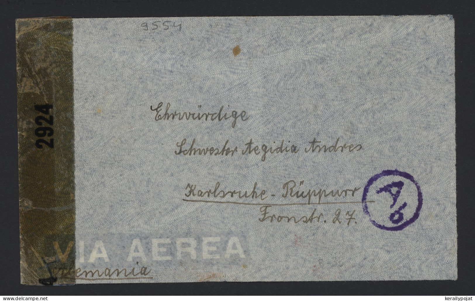 Argentina 1943 Valentín Alsina Censored Air Mail Cover To Germany__(9554) - Posta Aerea