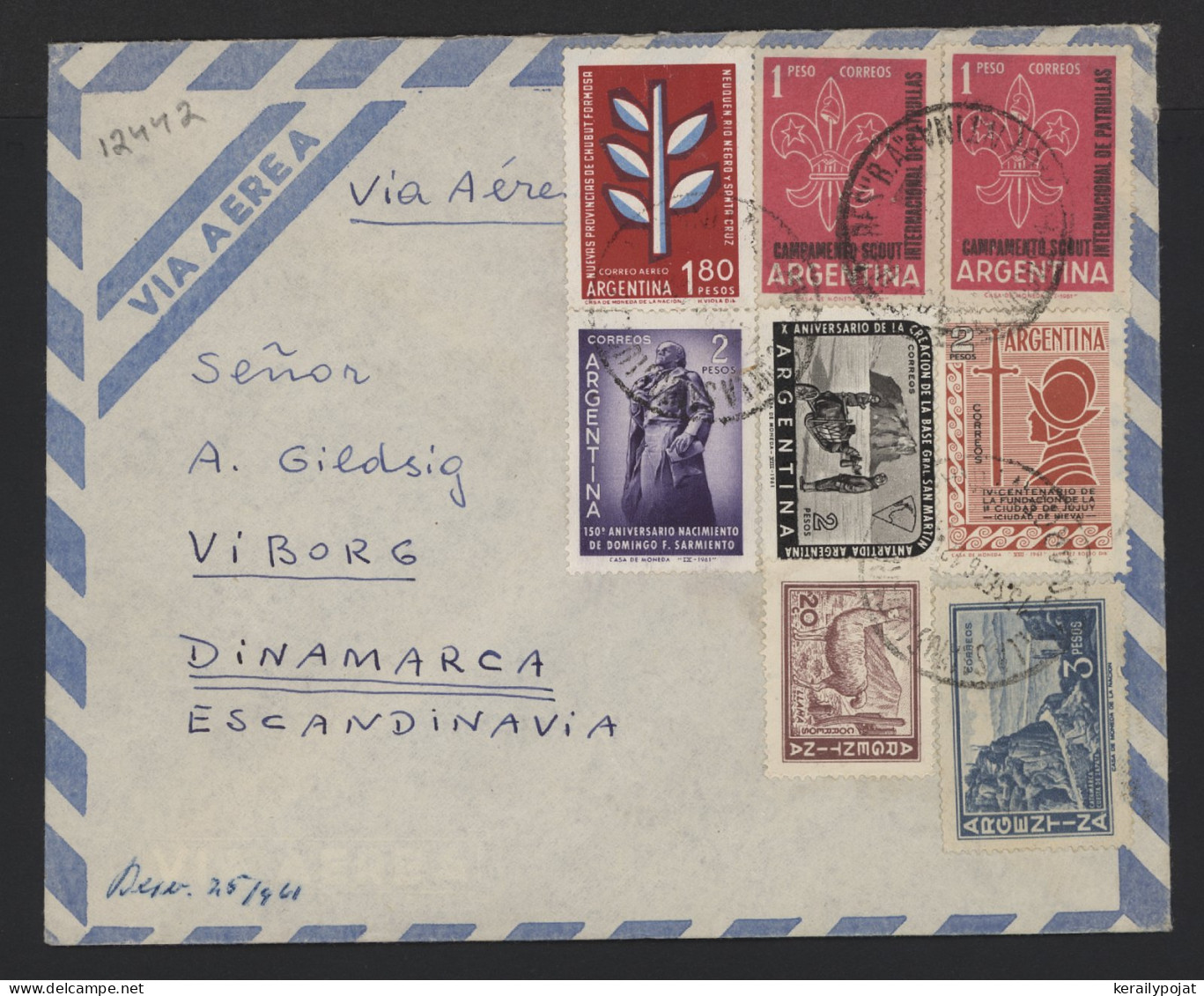 Argentina 1960's Air Mail Cover To Denmark__(12442) - Posta Aerea