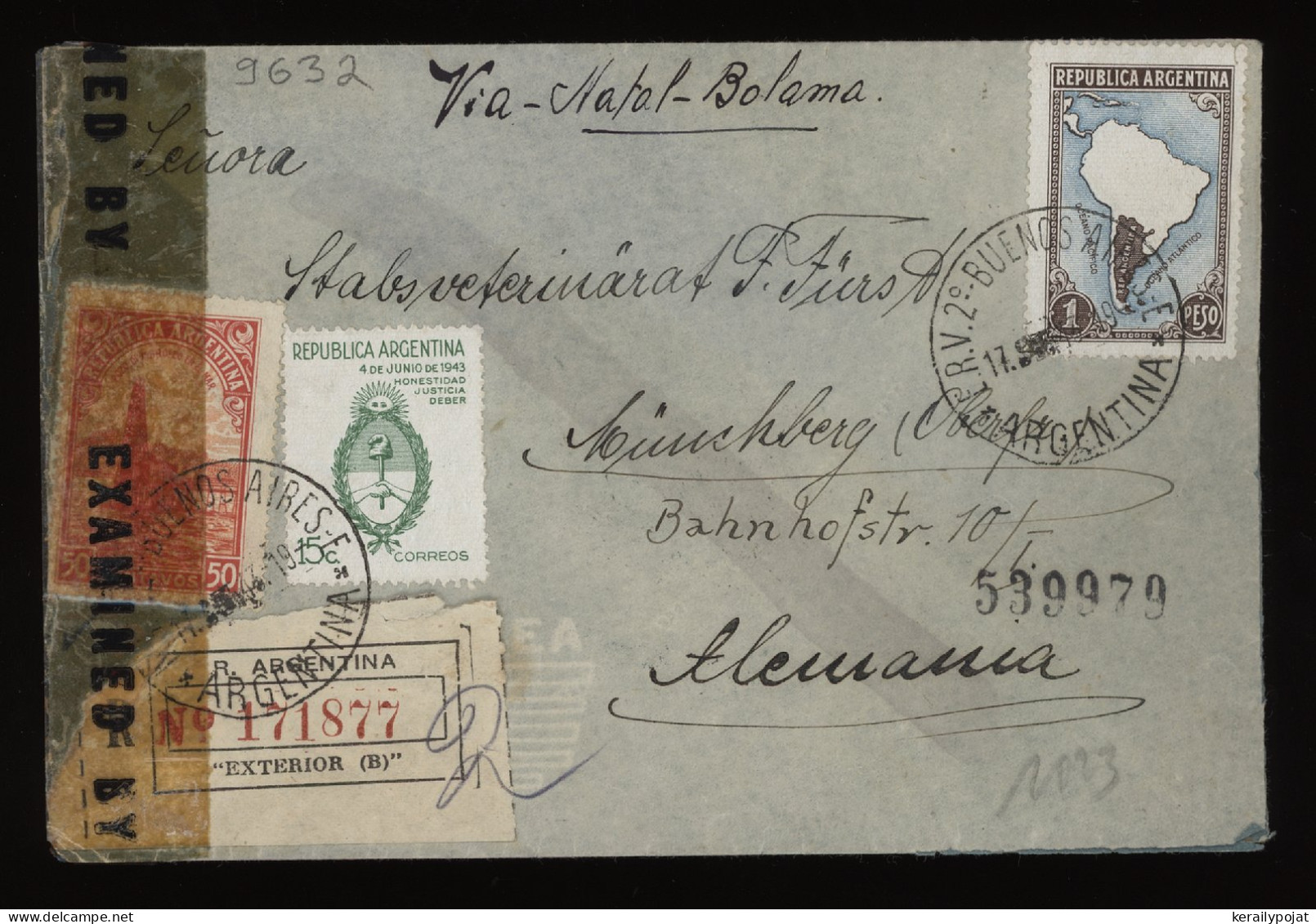 Argentina 1943 Buenos Aires Censored Air Mail Cover To Germany__(9632) - Posta Aerea