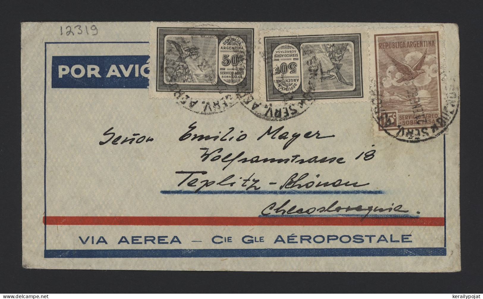 Argentina 1930's Air Mail Cover To Czechoslovakia__(12319) - Luftpost