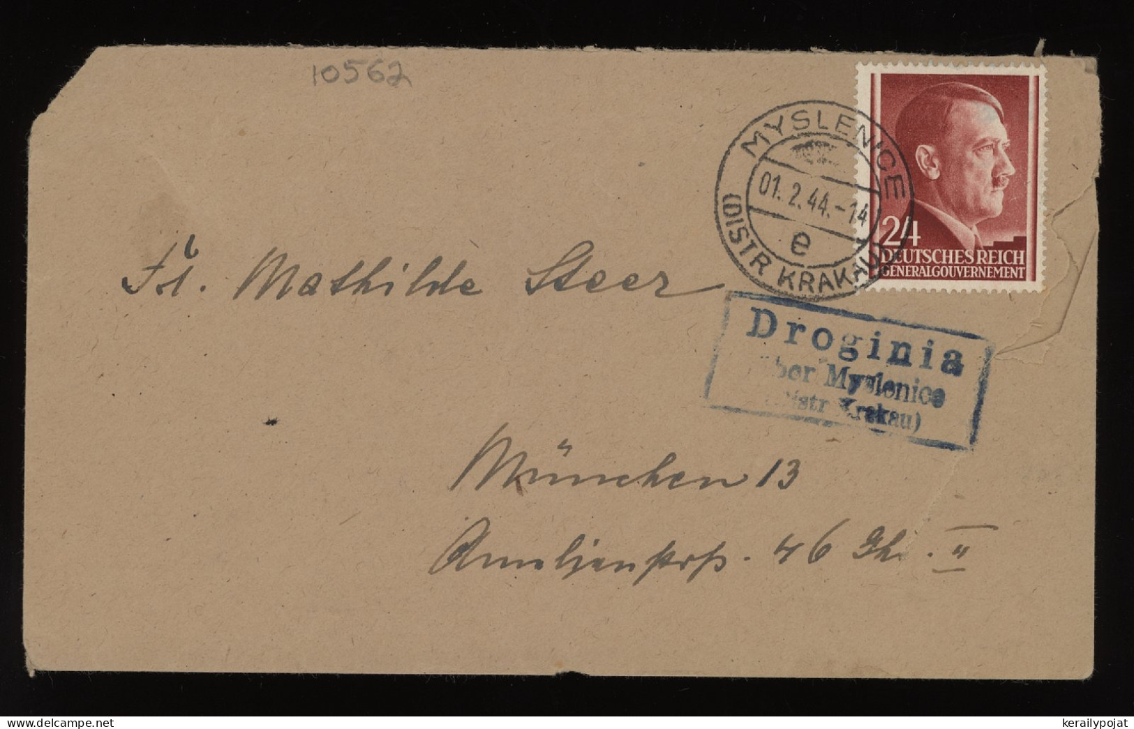 General Government 1944 Myslenice Cover To Munchen__(10562) - Gouvernement Général