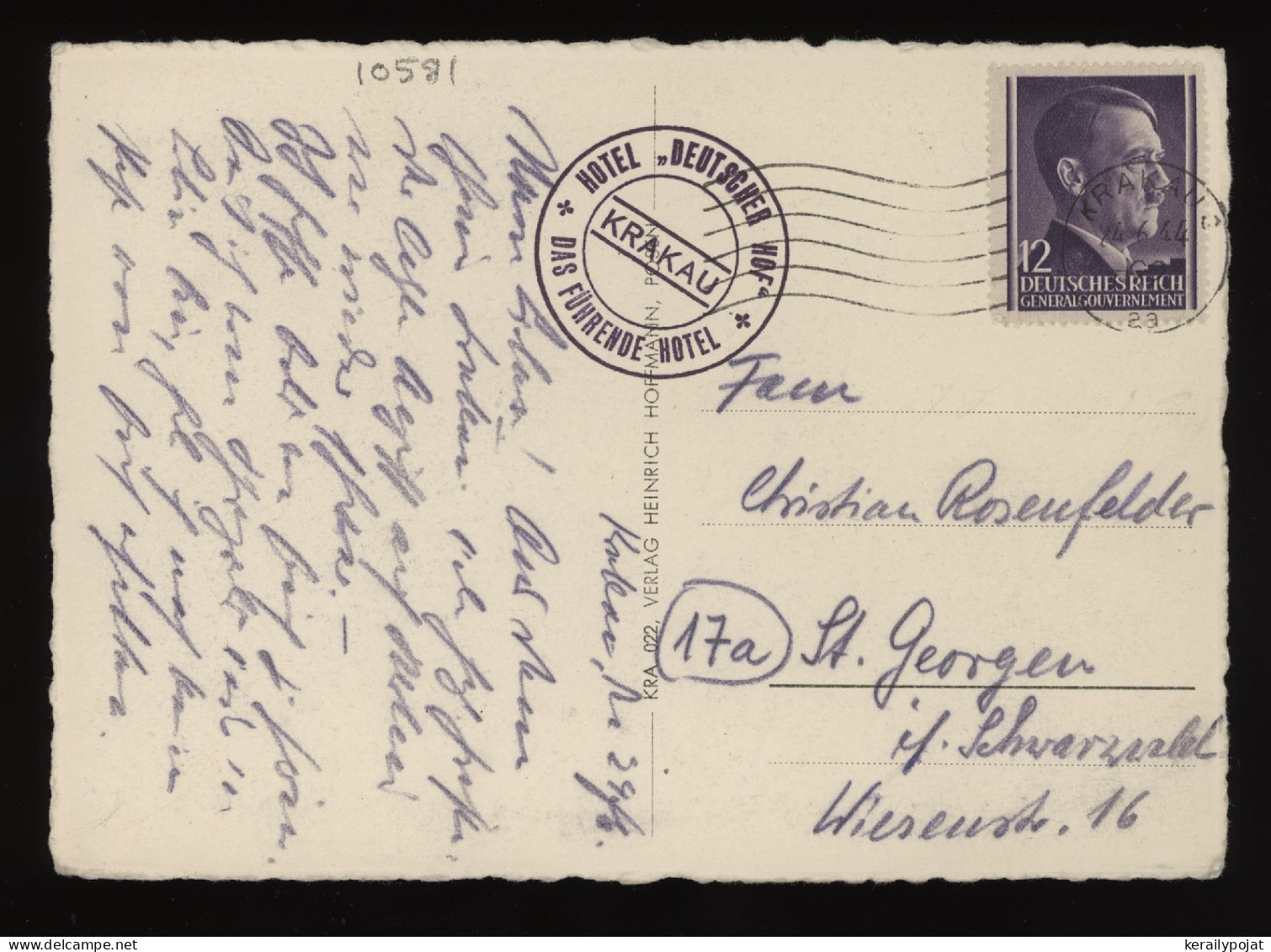 General Government 1944 Krakau Postcard To St.Georgen__(10581) - Algemene Overheid