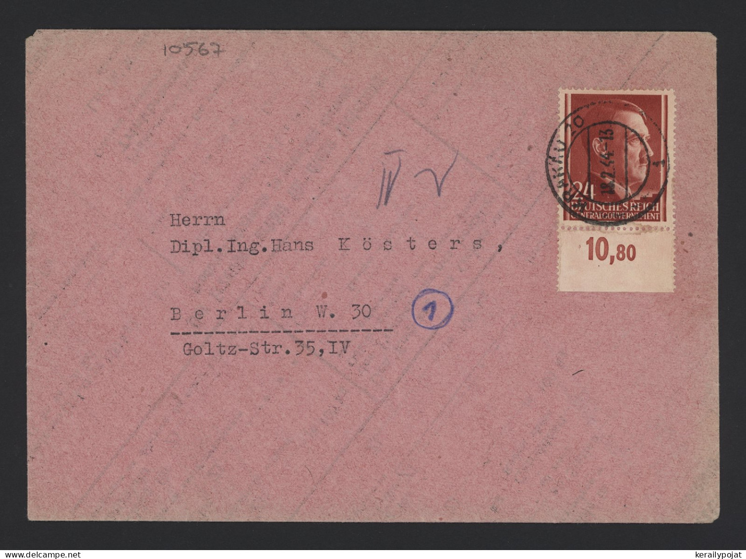General Government 1944 Krakau Cover To Berlin__(10567) - General Government