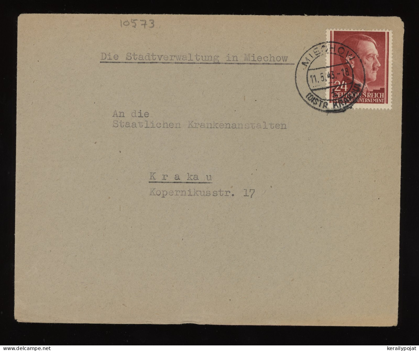 General Government 1943 Miechow Cover To Krakau__(10573) - General Government