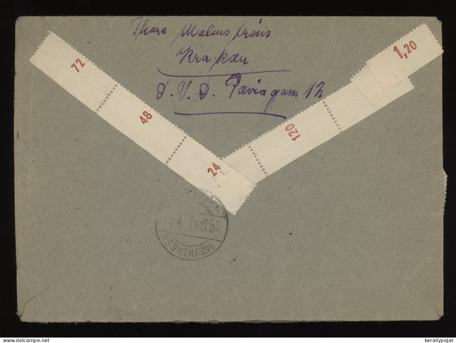 General Government 1943 Krakau 1 Registered Cover To Meiningen__(10583) - Generalregierung