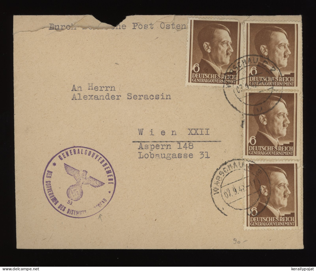 General Government 1942 Warschau Cover To Wien__(10579) - Generalregierung