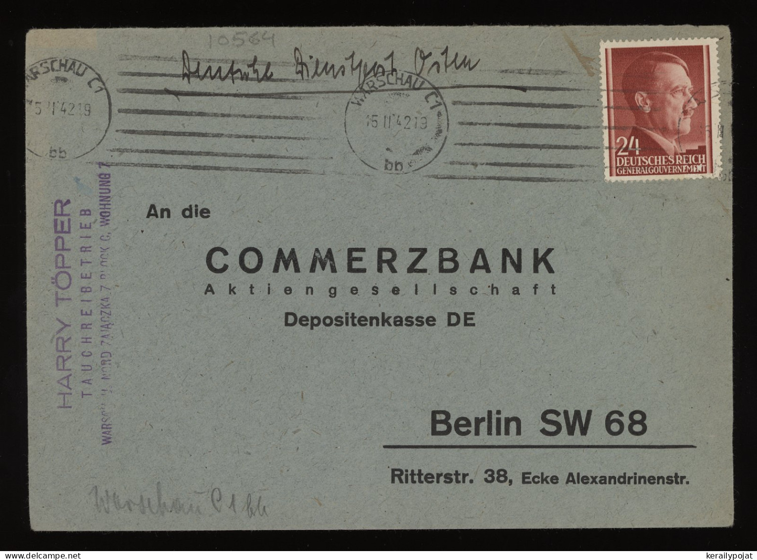 General Government 1942 Warschau Cover To Berlin__(10564) - Generalregierung