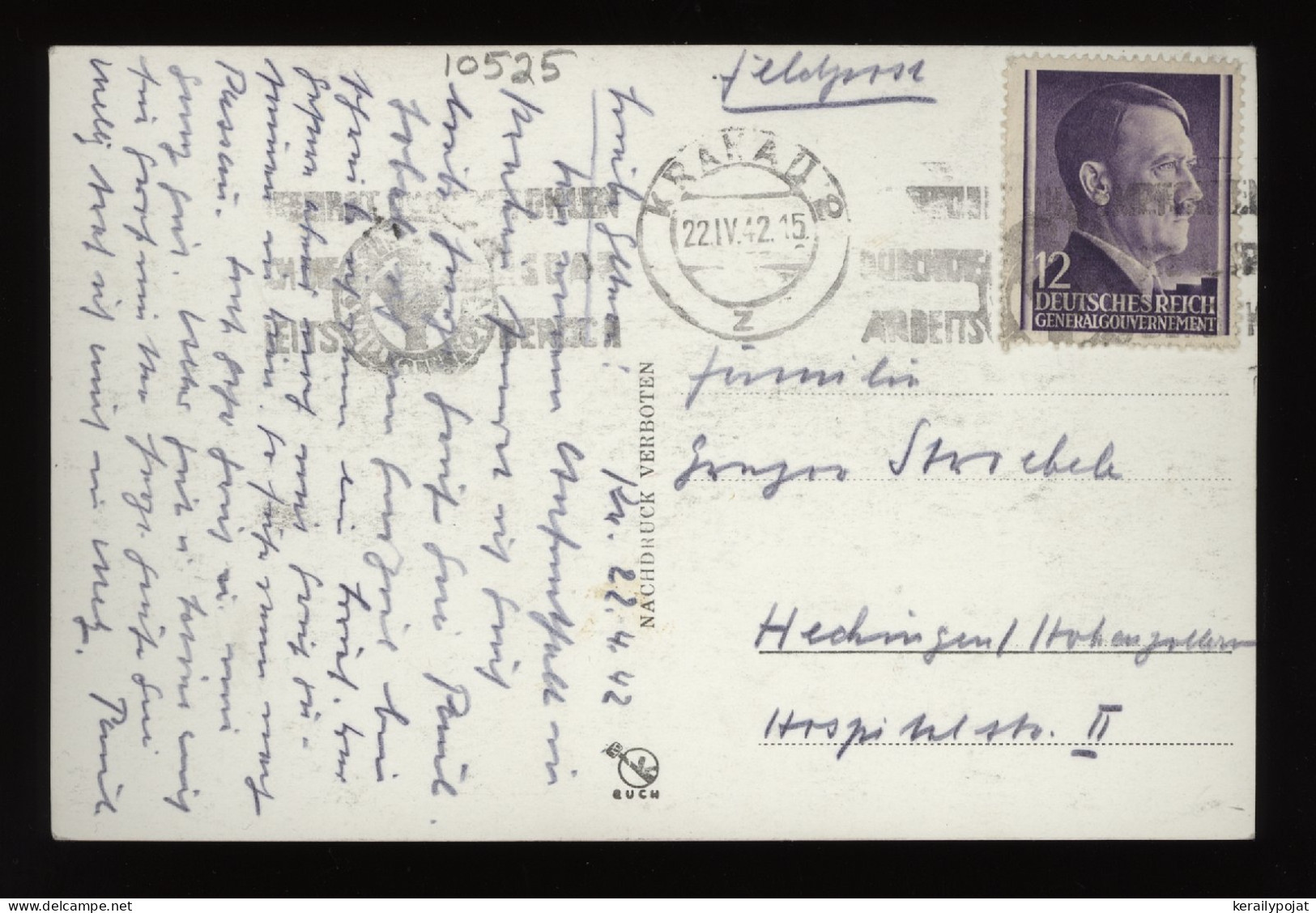 General Government 1942 Krakau Postcard To Hechingen__(10525) - Generalregierung