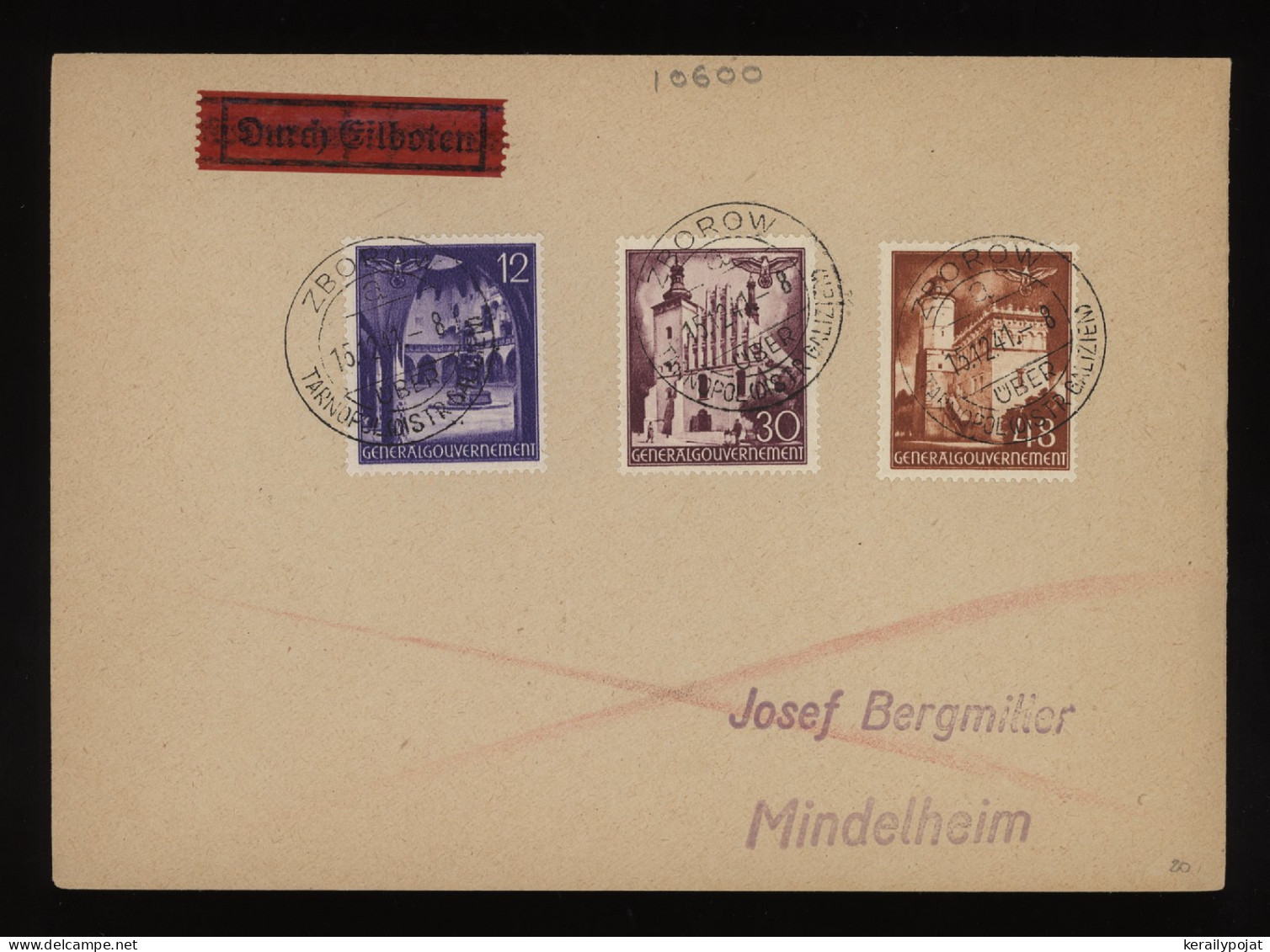 General Government 1941 Zborow Durch Eilboten Cover To Mindelheim__(10600) - Algemene Overheid