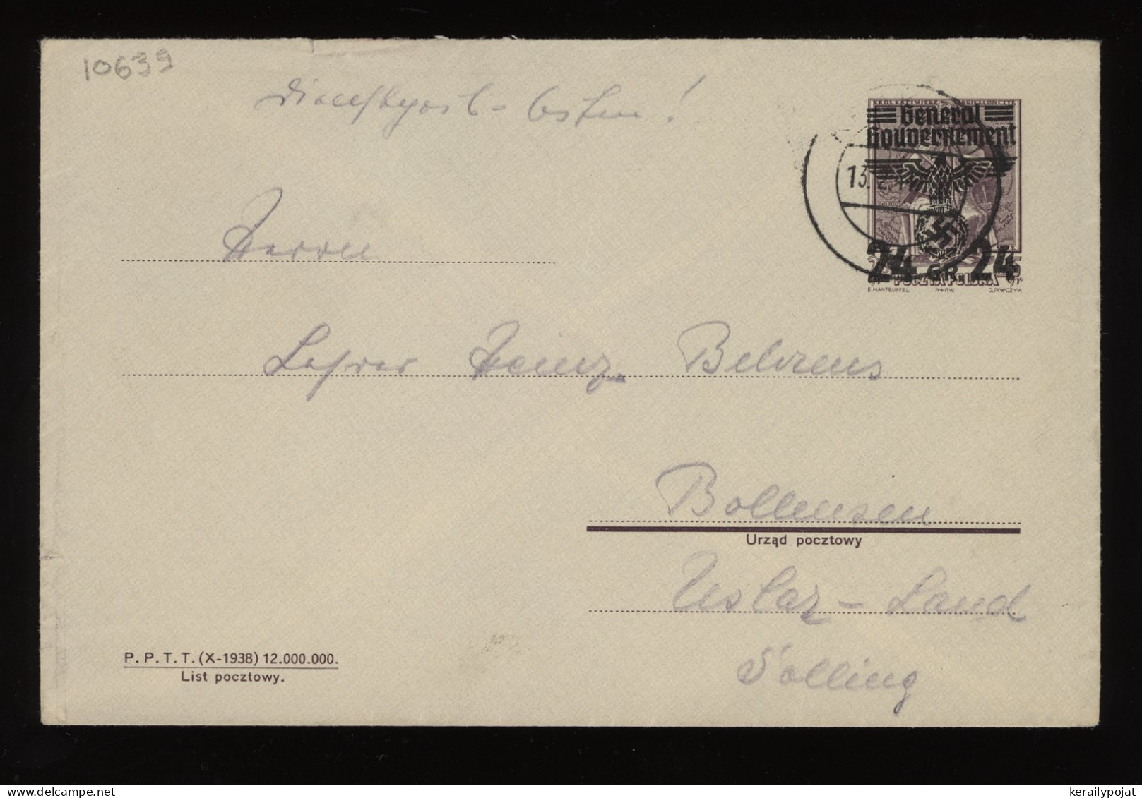 General Government 1941 Krakau Stationery Envelope__(10639) - General Government