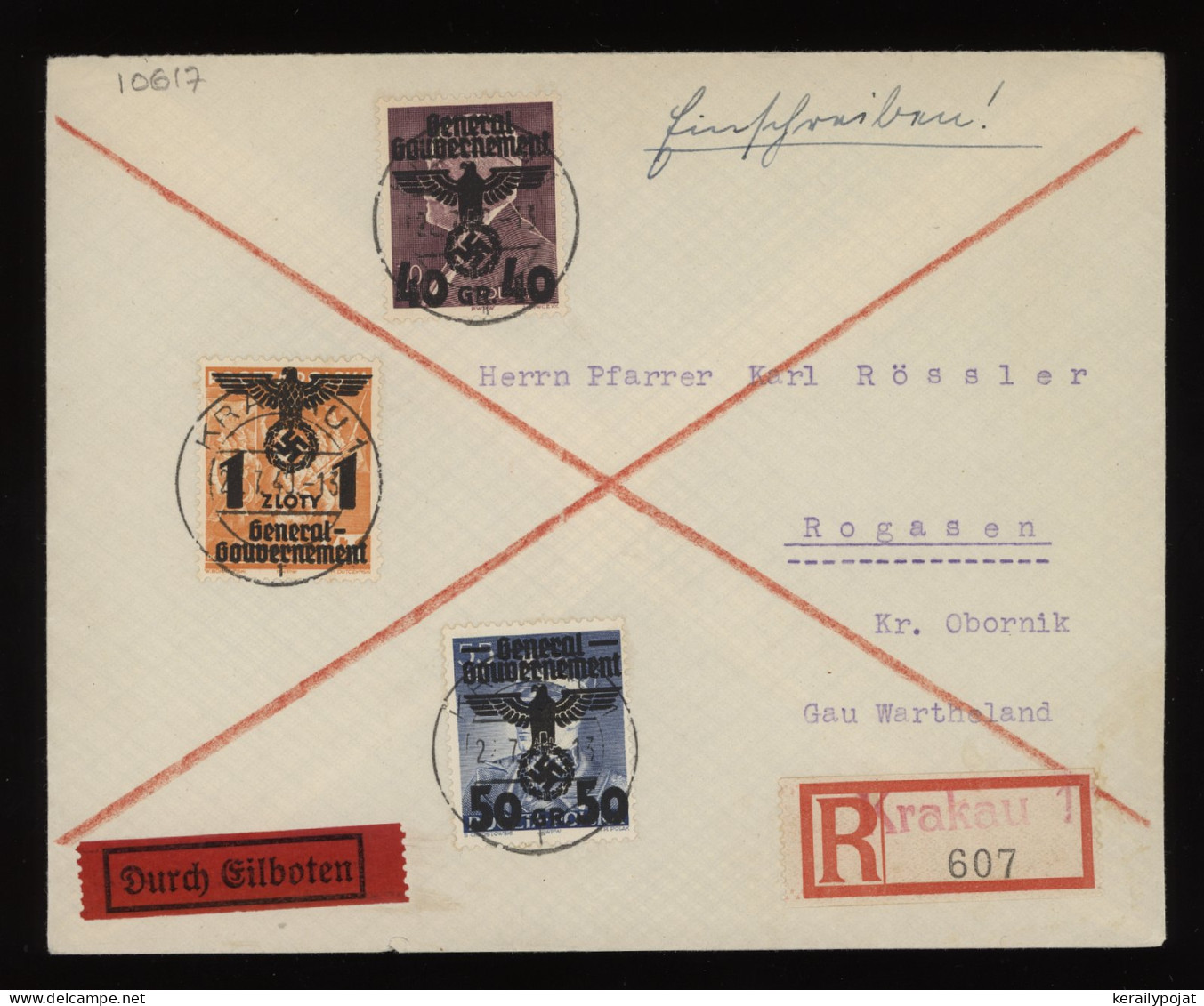 General Government 1941 Krakau Registered Durch Eilboten Cover__(10617) - Generalregierung