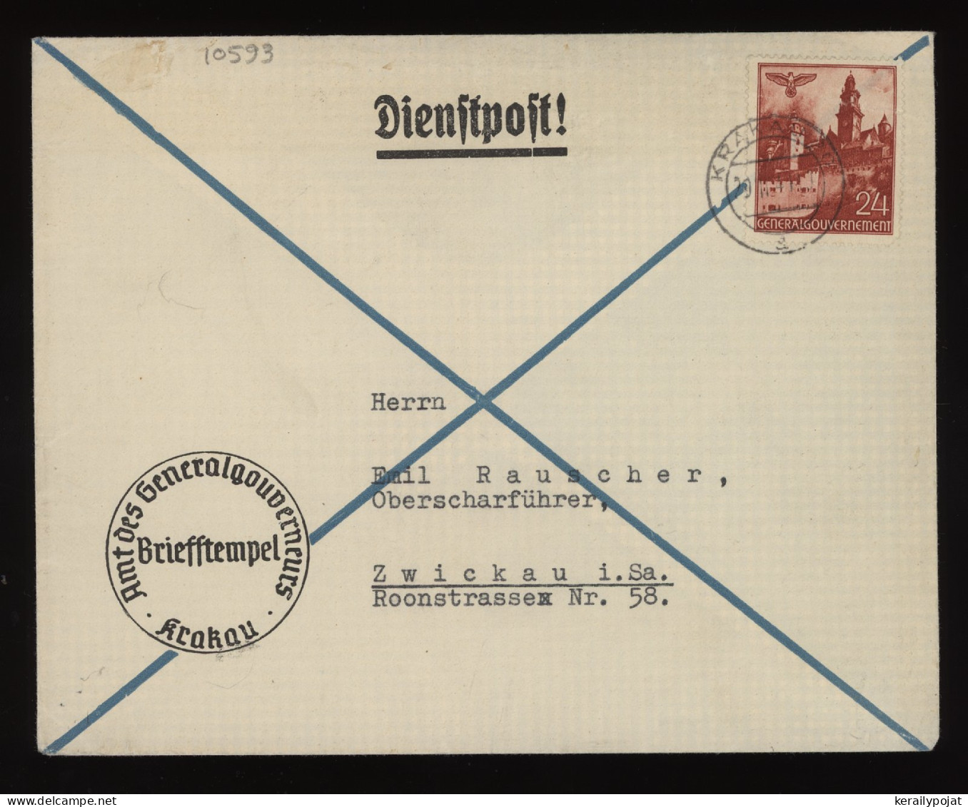 General Government 1941 Krakau Cover To Zwickau__(10593) - Generalregierung