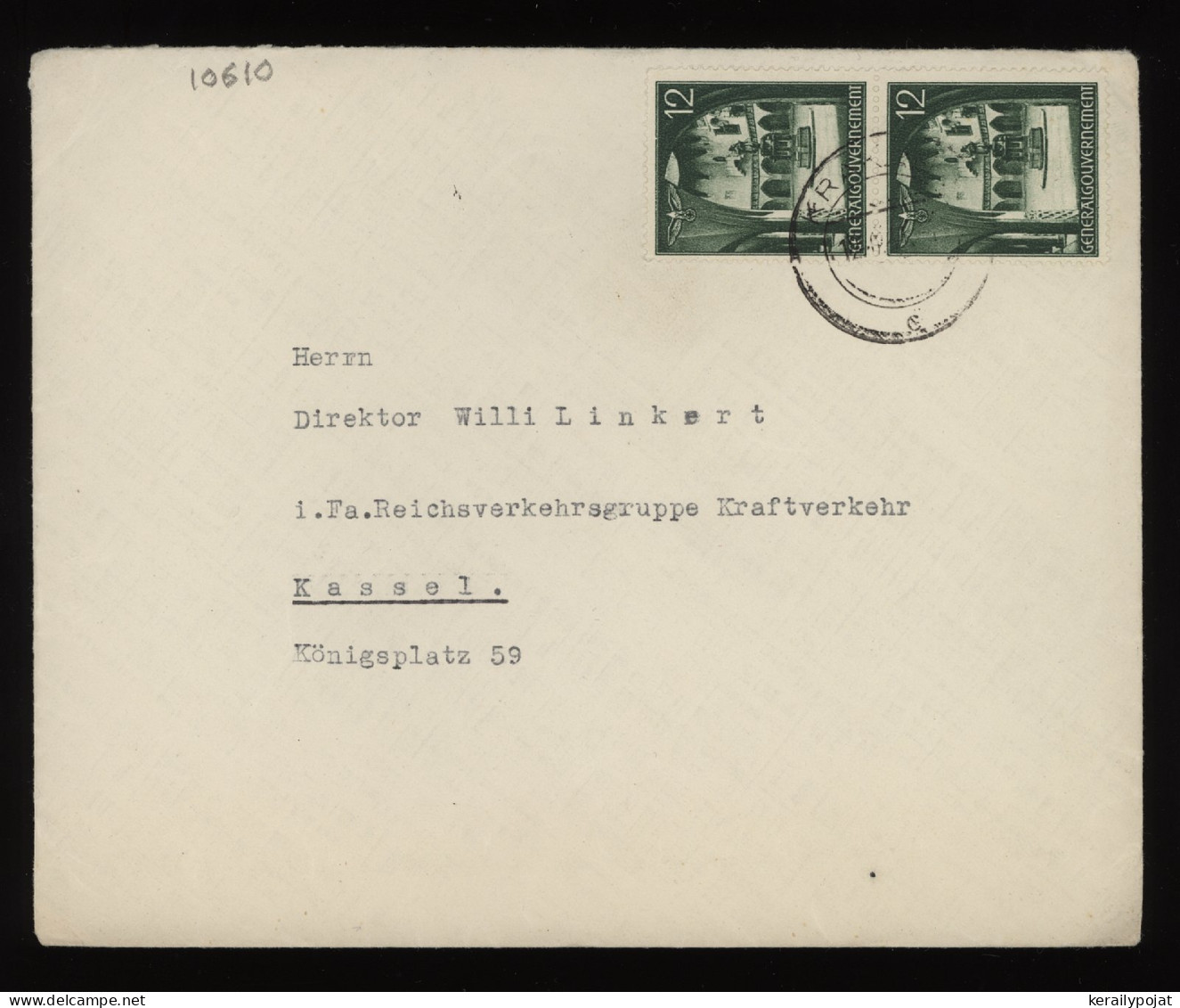 General Government 1940's Krakau Cover To Kassel__(10610) - Generalregierung