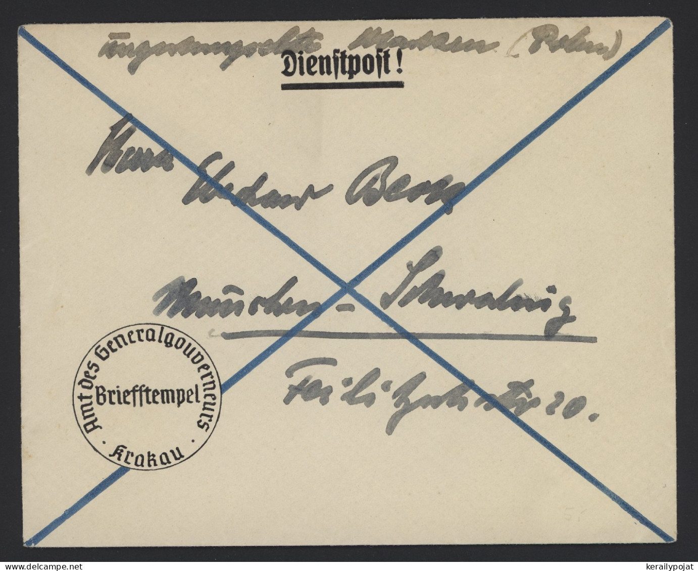 General Government 1940's Dienspost Cover__(10537) - Generalregierung