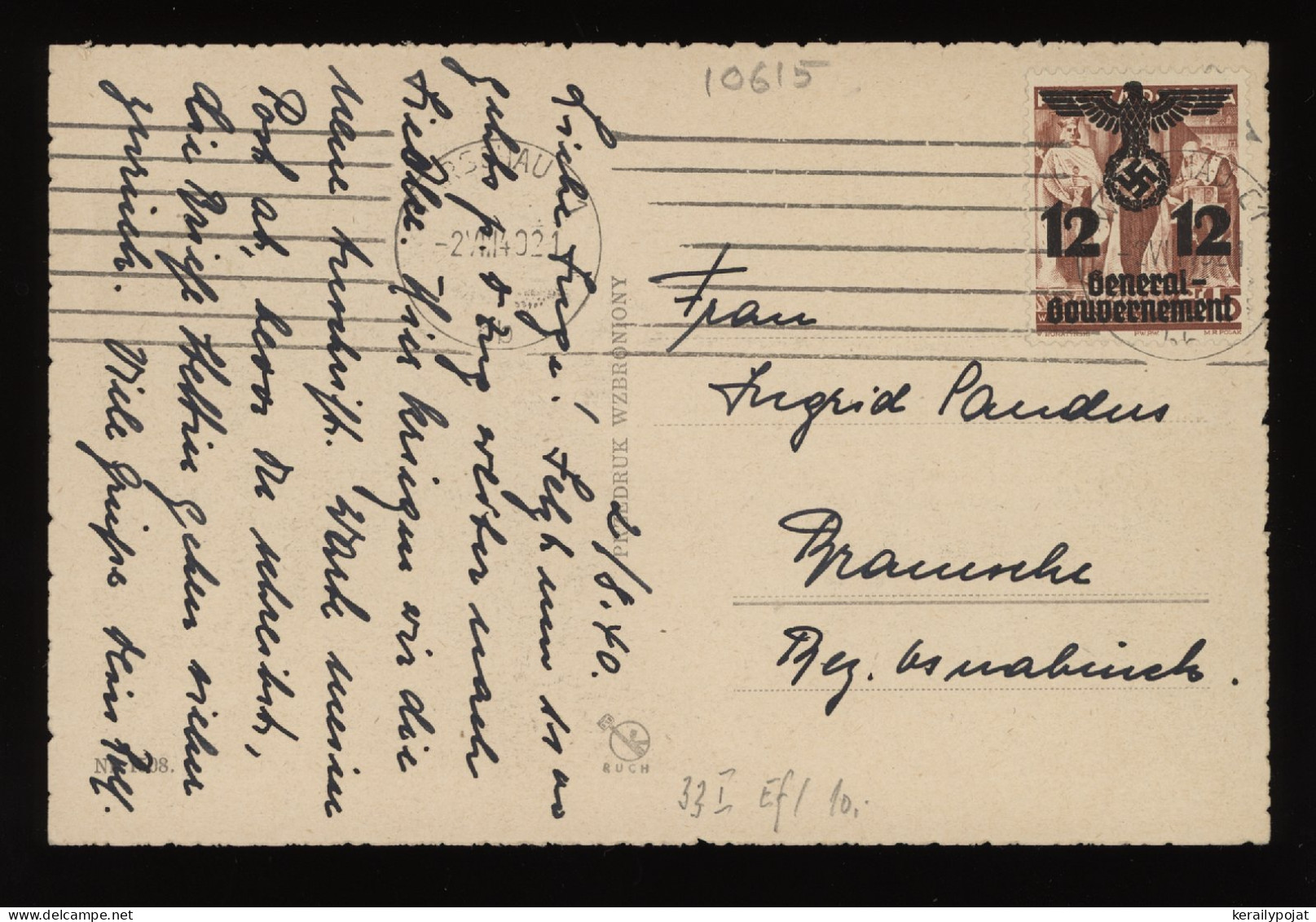 General Government 1940 Warschau Postcard__(10615) - Generalregierung