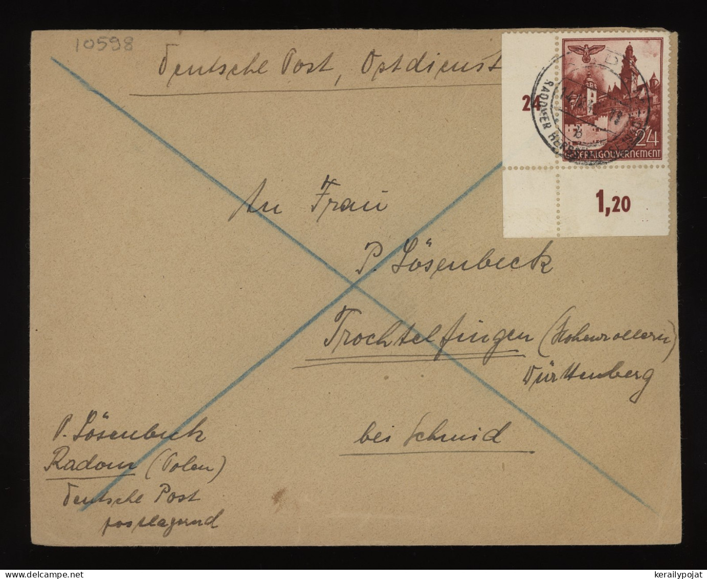 General Government 1940 Radom Cover To Trochtelfingen__(10598) - Generalregierung